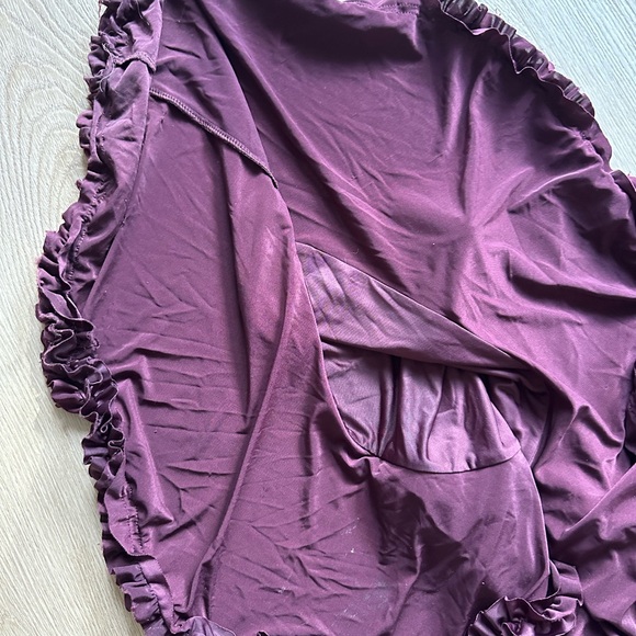 Arielle Meshki Off Shoulder Ruffle Midi Dress - Plum - Picture 6 of 8